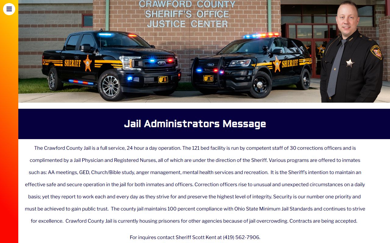 Crawford County Justice Center jail page and inmate population details